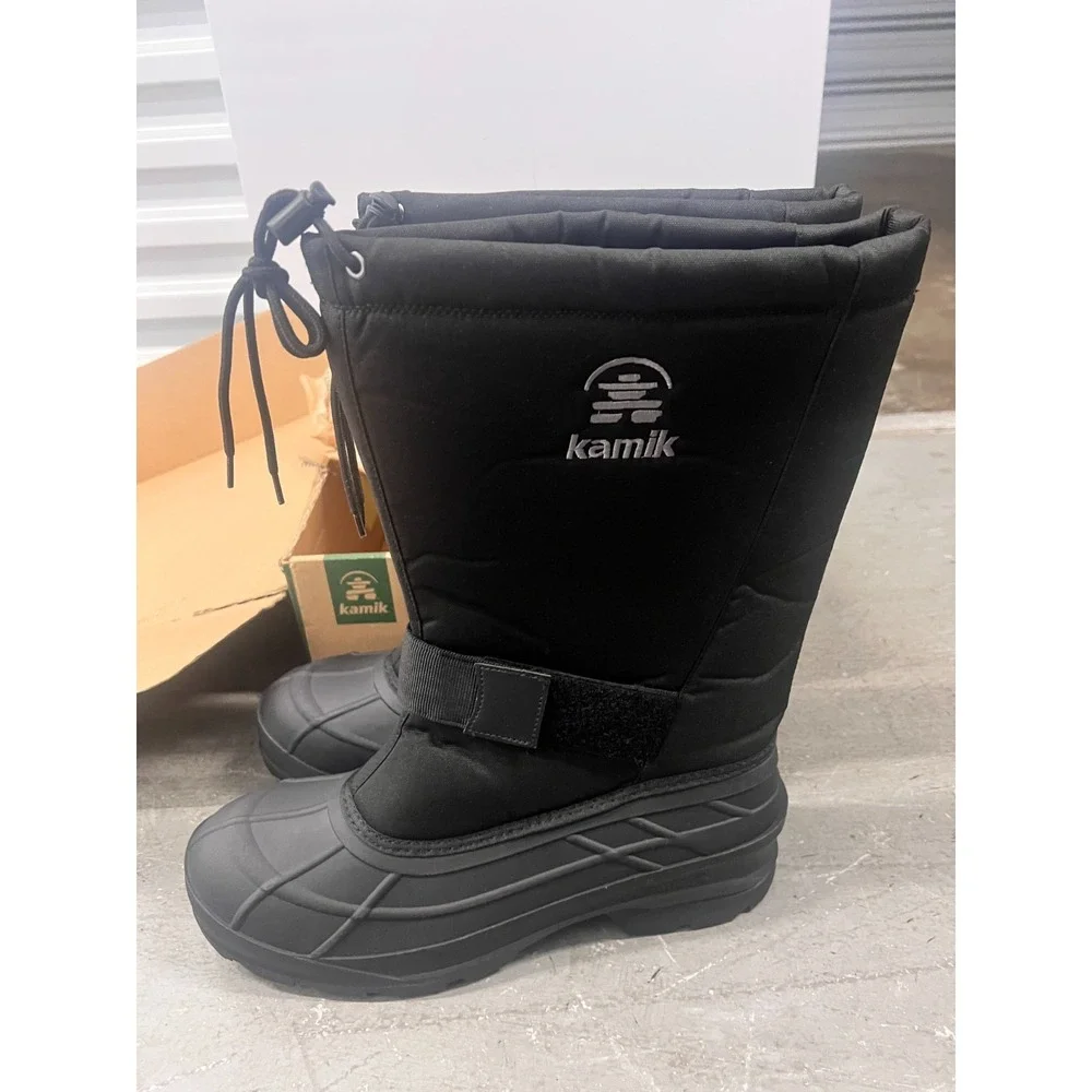 Kamik Greenbay‎ 4 Snow Boots Men's US 13 Black Mid Calf Bungee Lace Waterproof